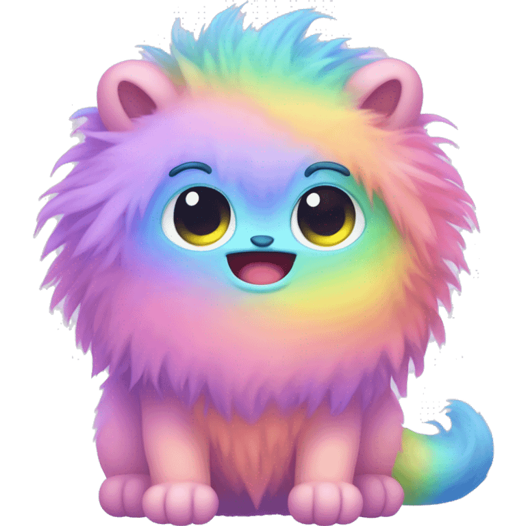 Cute little rainbow pastel furry monster kawaii emoji