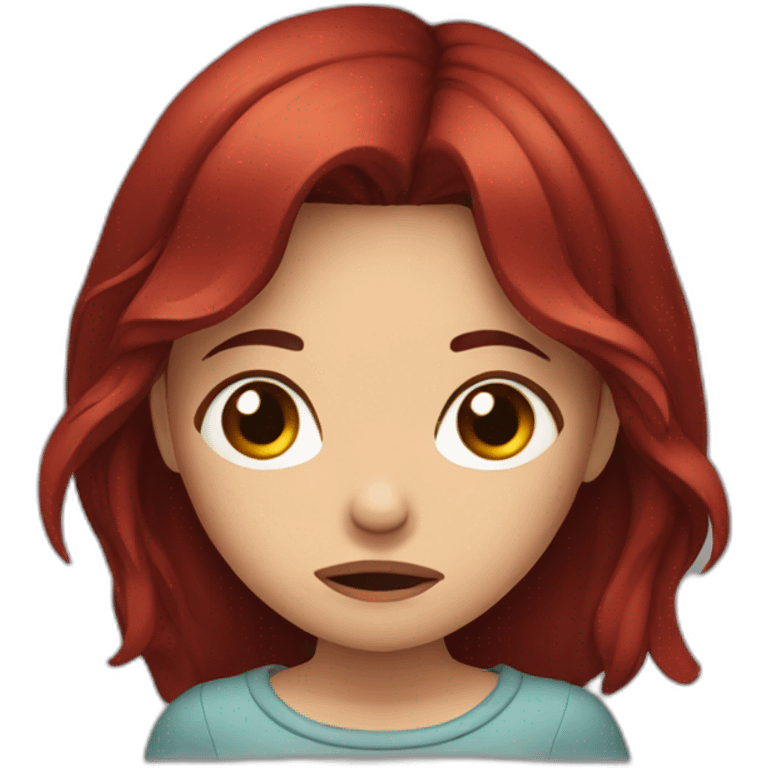 a crying girl with dark red hair emoji