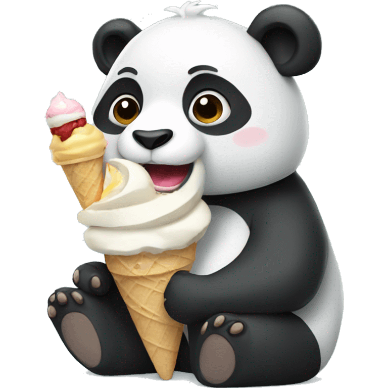 Panda eating ice cream emoji