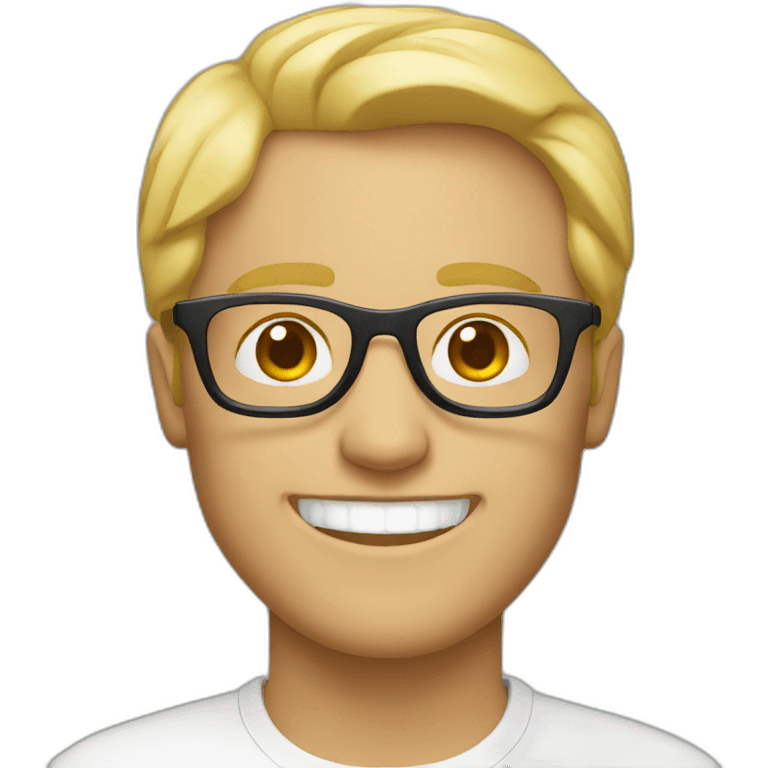 Blonde white man glasses smiling emoji