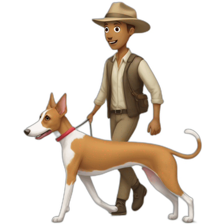 Hombre paseando podenco emoji