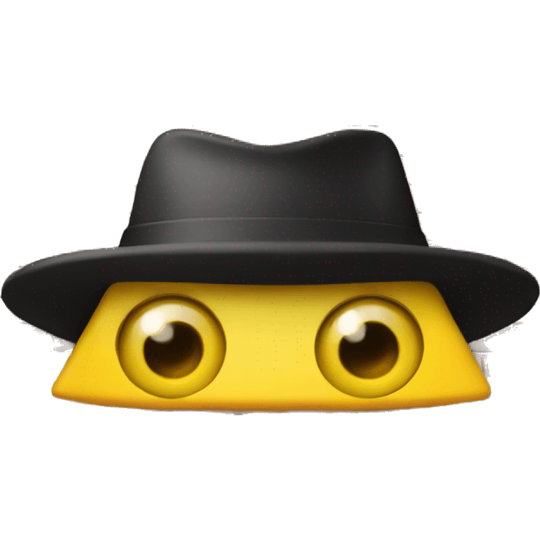 yellow trangle with tophat with brick pattern and one eye emoji