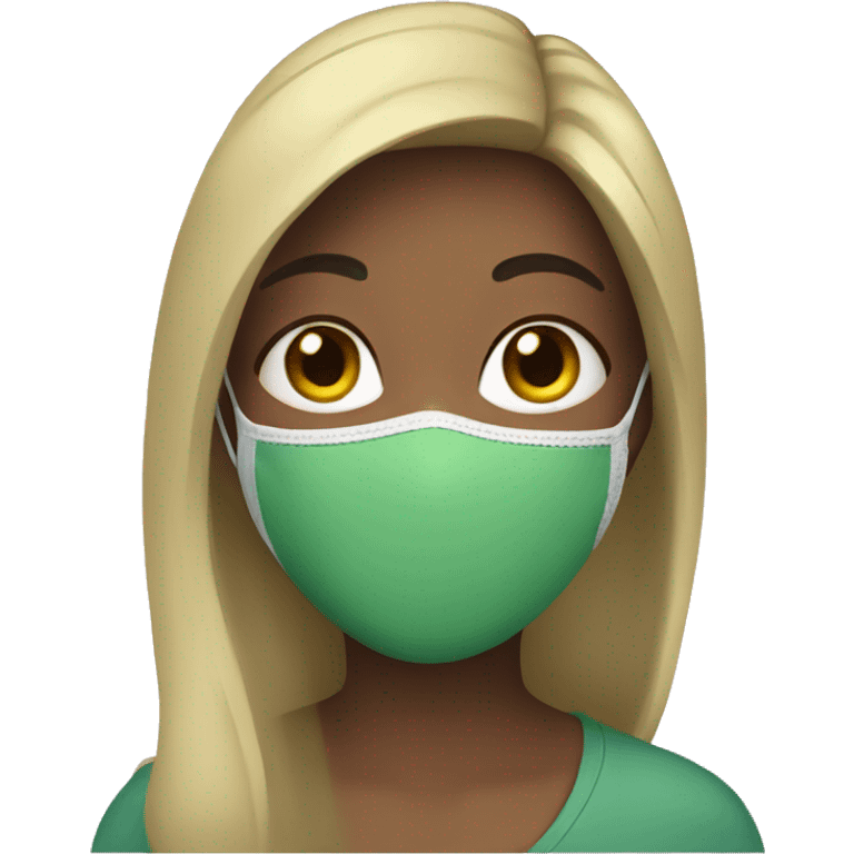 a girl wearing a green face mask  emoji