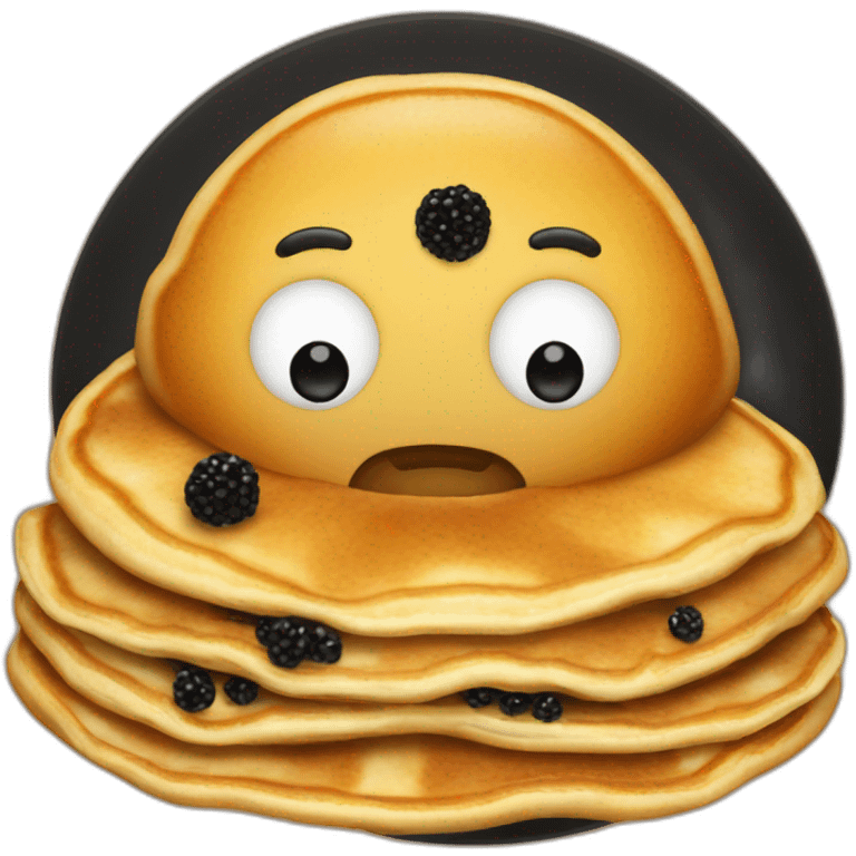 Pancake with big black caviar emoji