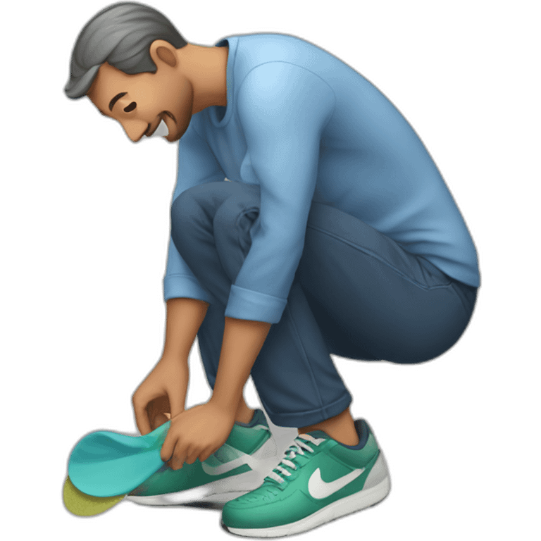 man putting insole in his shoe emoji