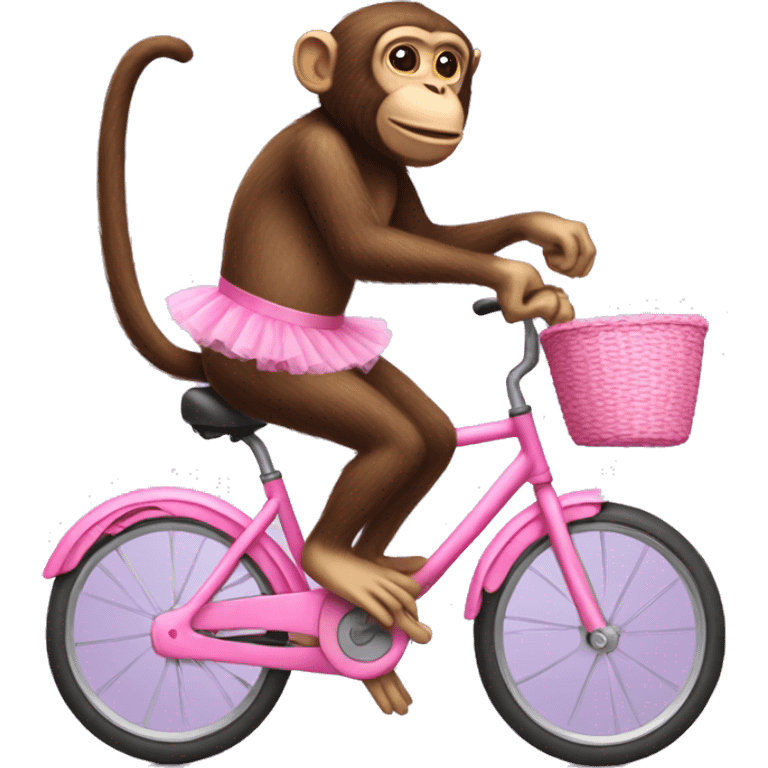 Monkey wearing pink tutu riding pink bike  emoji