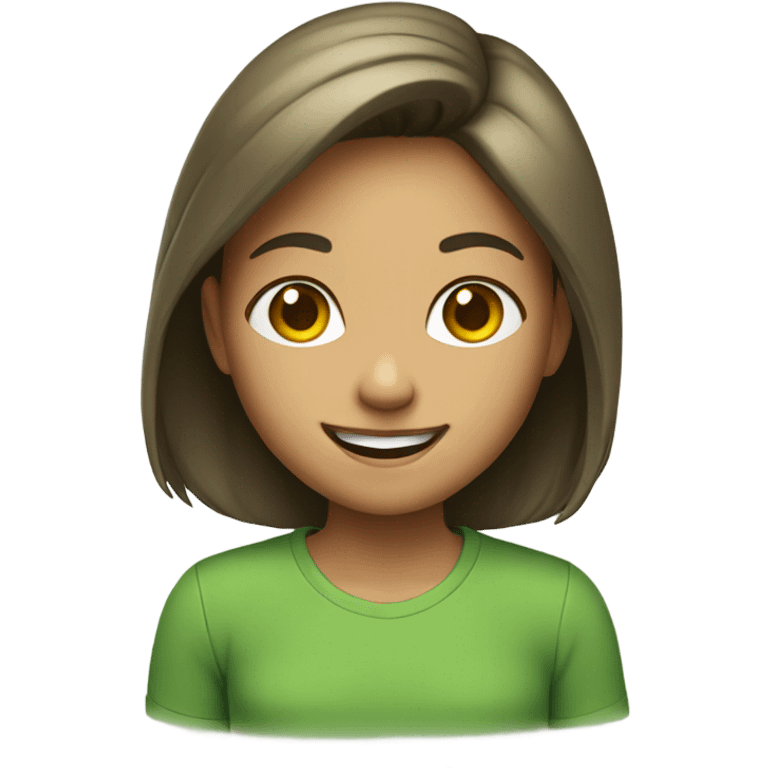 smiling girl in green shirt emoji