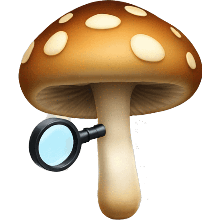 Brown Mushroom with magnifying glass emoji