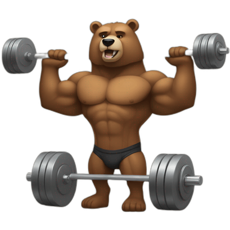 Very buff Bear weights lifting gym emoji