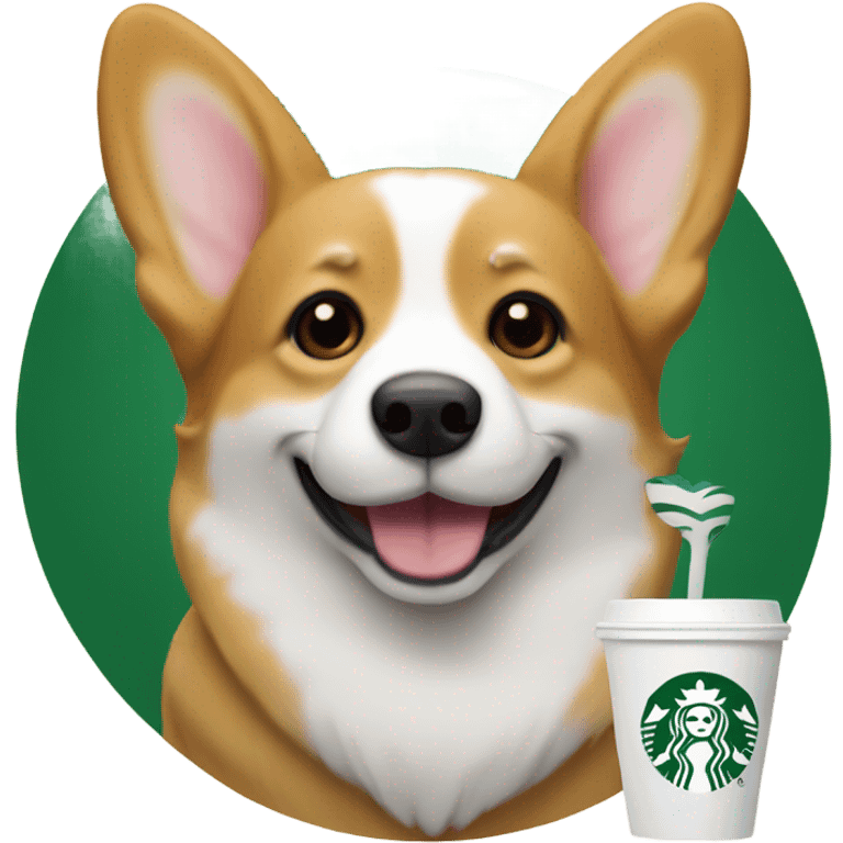 Corgi with Starbucks emoji