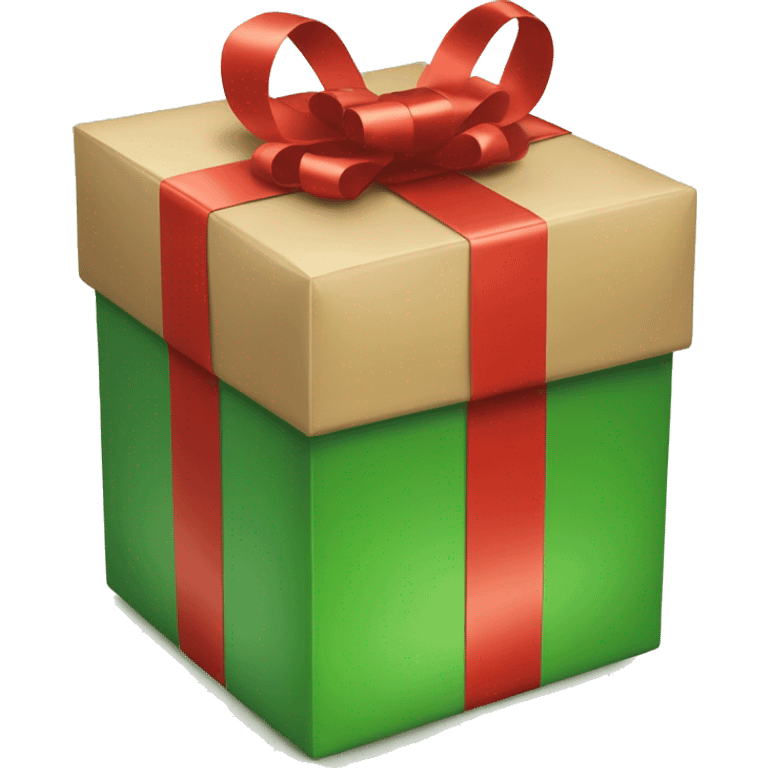 Gift box with red wrapping and green ribbon, simple and festive emoji