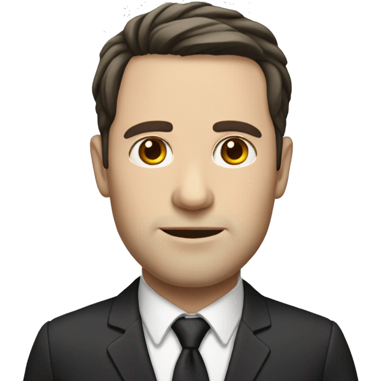 White man with short dark hair, round but long face, lawyer  emoji