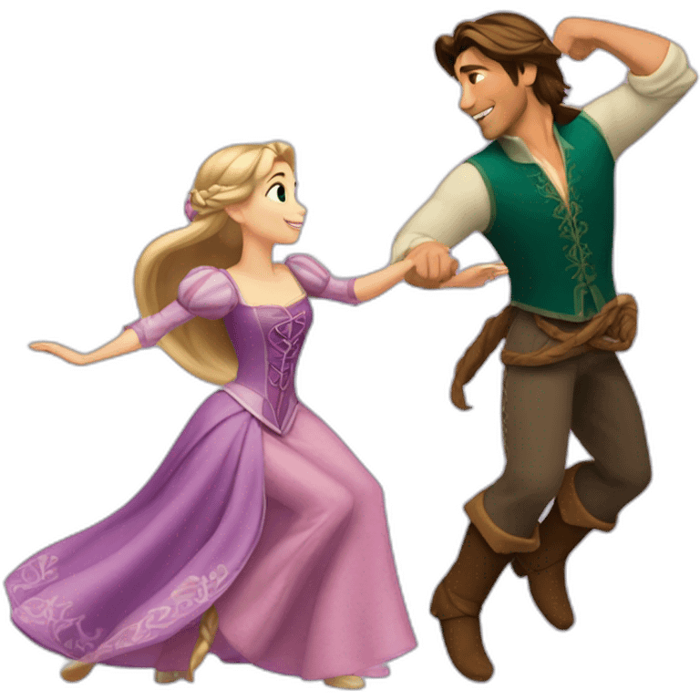 Rapunzel and Flynn Rider dancing emoji