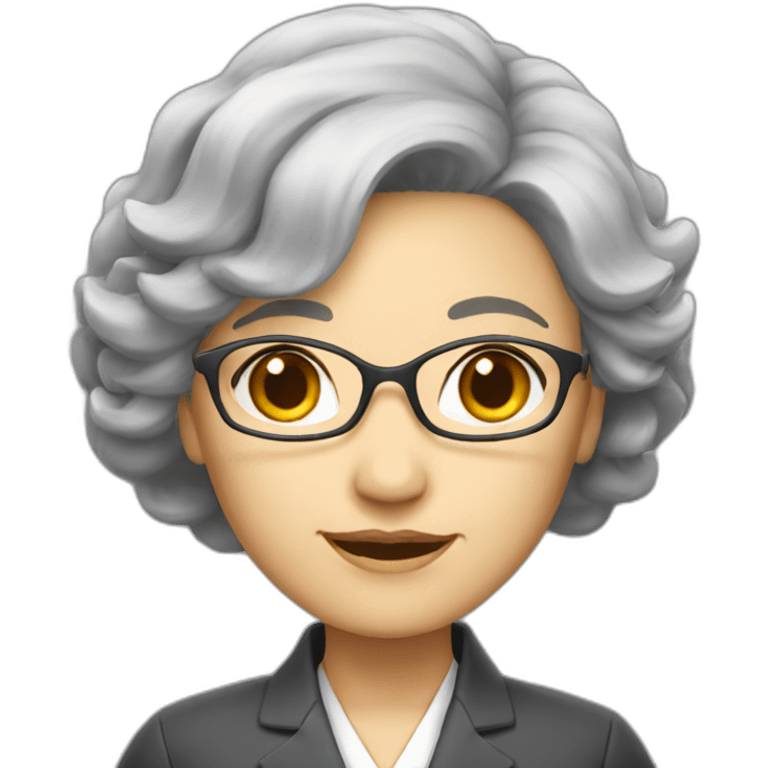 Chinese lady grey hair as school principal emoji