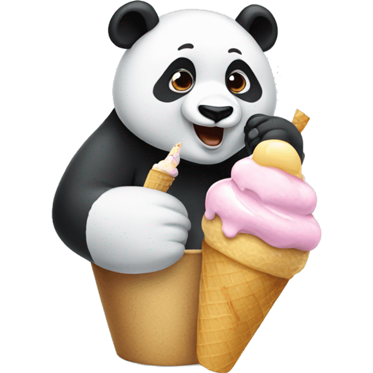 Panda eating ice cream emoji