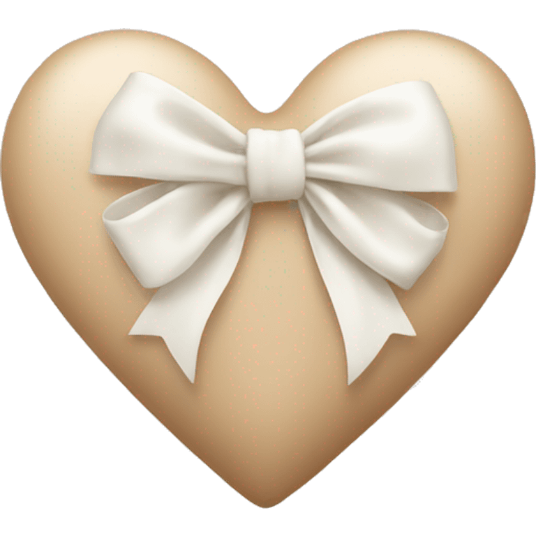 Beige heart with white bow emoji