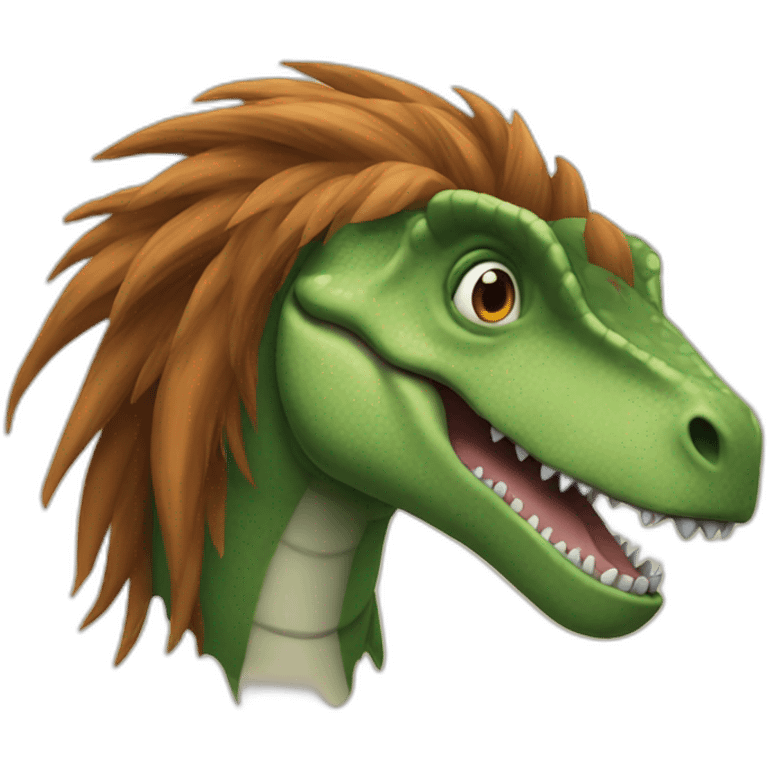 dinosaur with long hair emoji