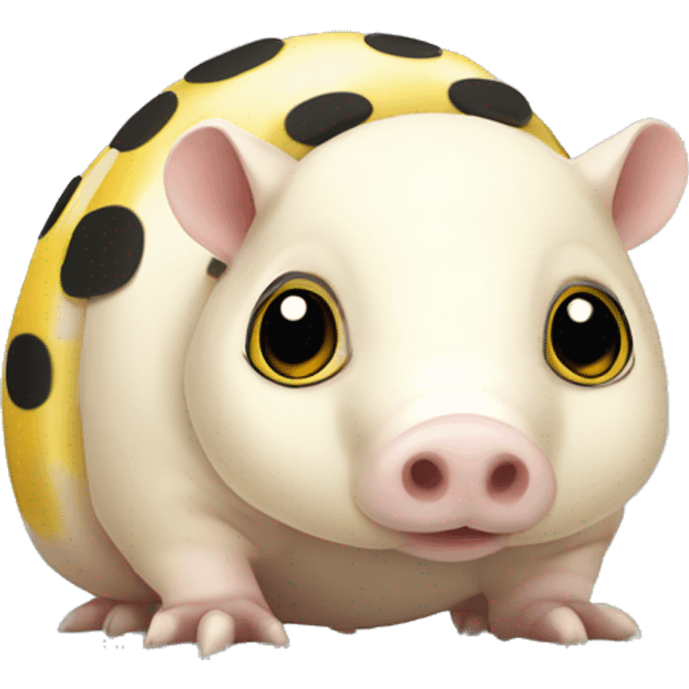 White chubby armadillo pig with yellow and black spots and cute tiny eyes emoji