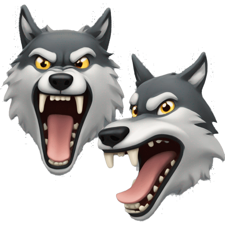 two wolves angry howling emoji