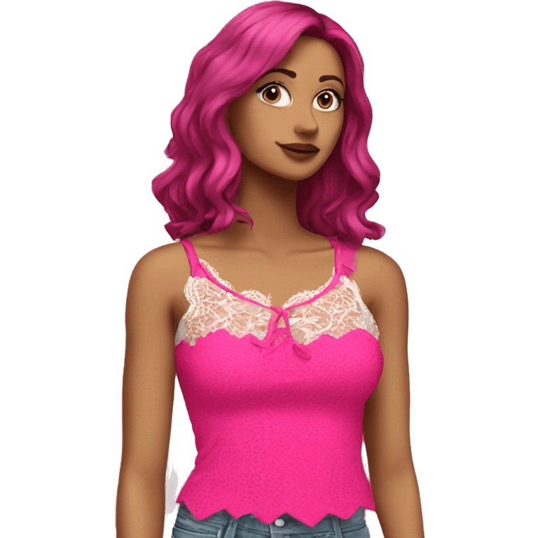  Hot pink top with lace emoji