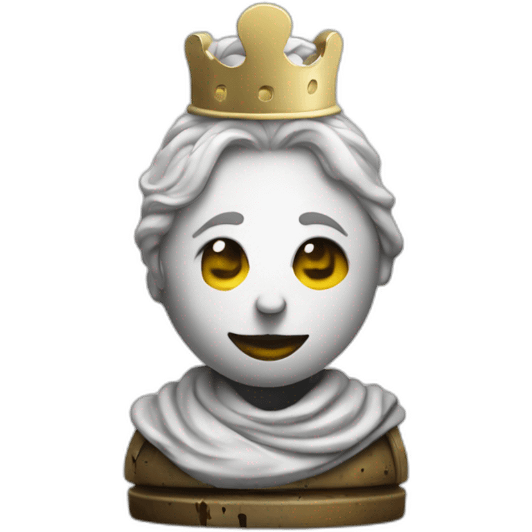 chess piece Queen white guerrilla with war wounds with  smiley face emoji