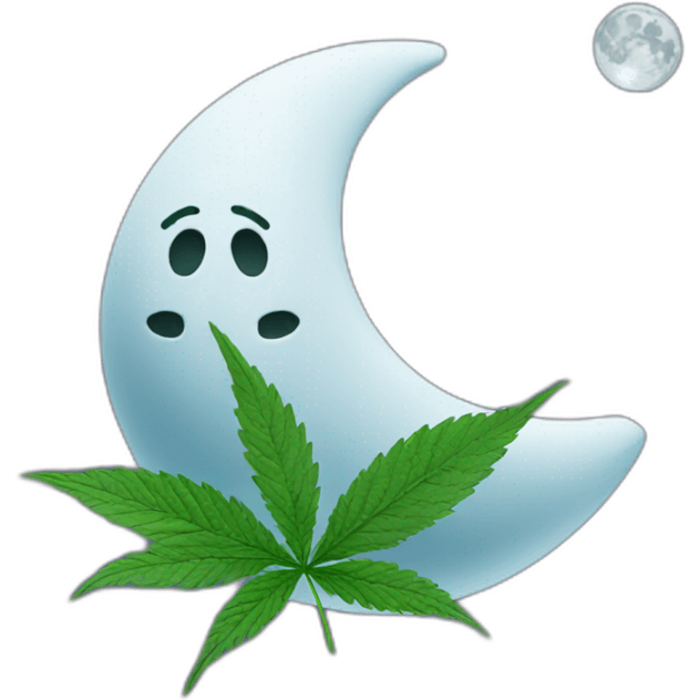 Moon holds cannabis emoji