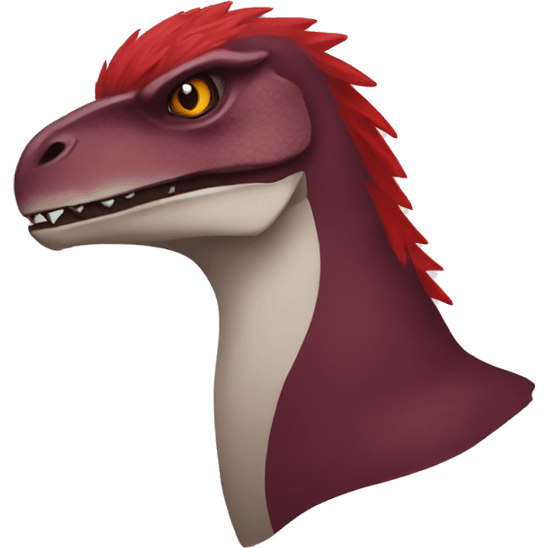 Cool edgy Maroon raptor with red mane emoji