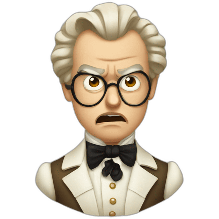 Mozart angry with a monocle emoji