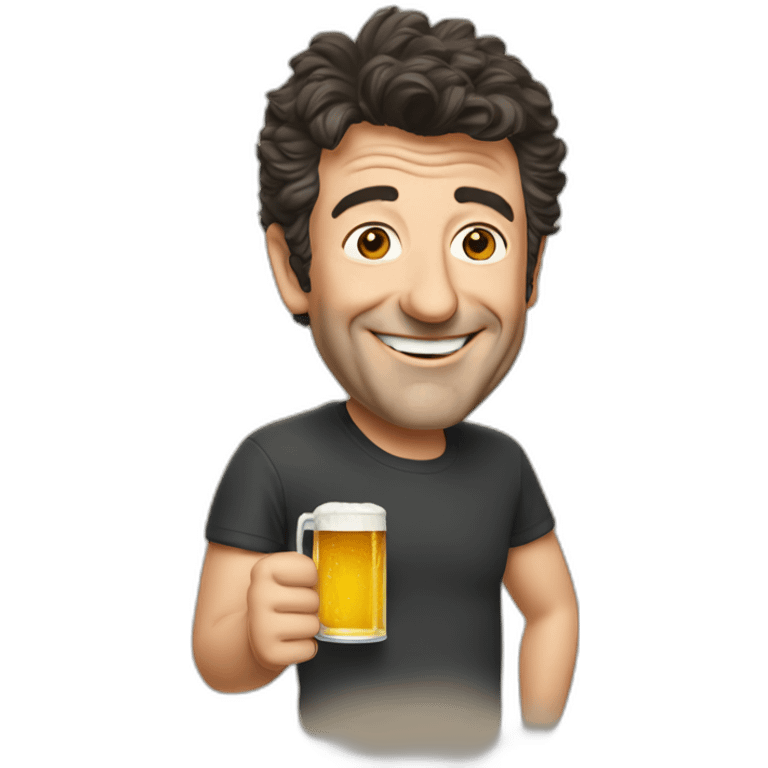 Patrick Bruel with beer emoji