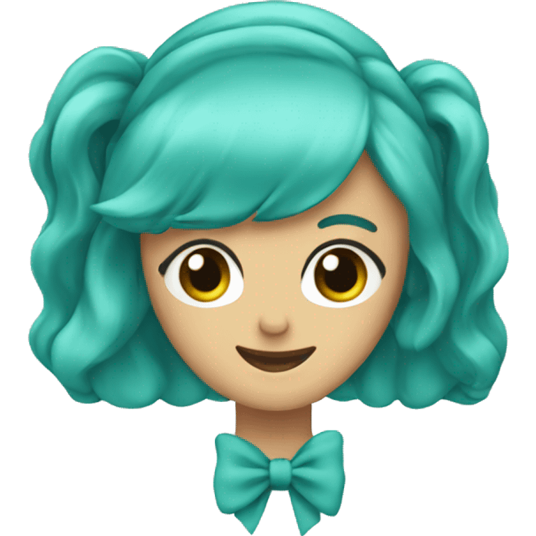 the logo for a social media platform that is a teal hairbow emoji