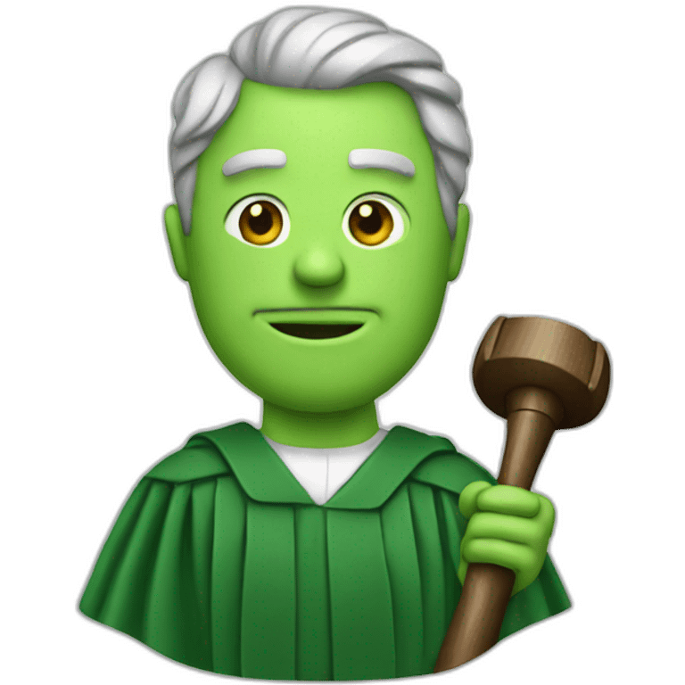 Green judge with hammer emoji