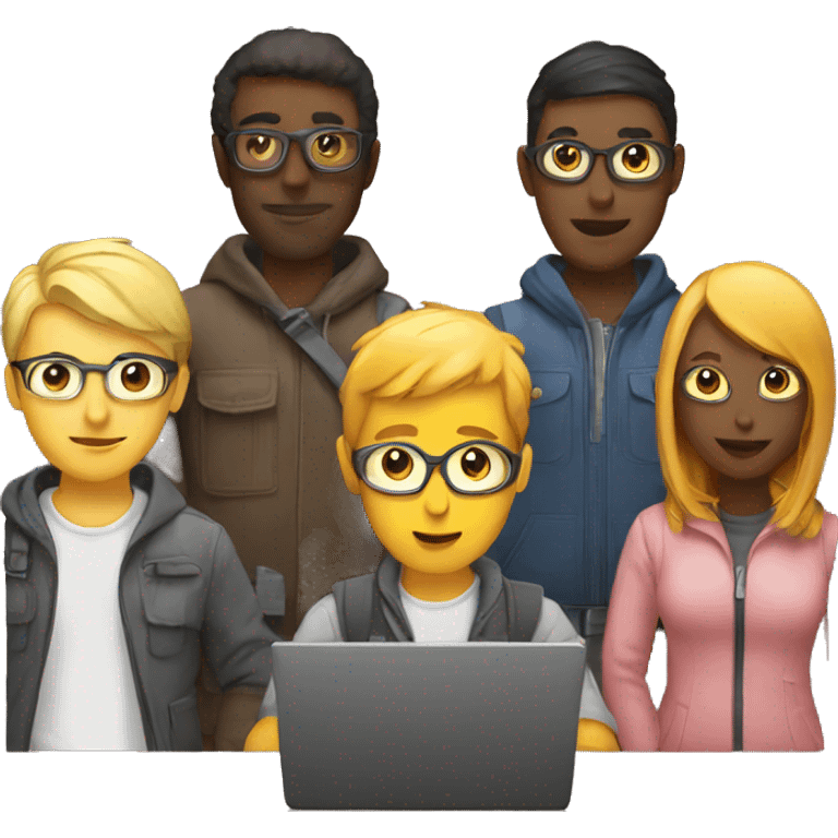 group of developers with a laptop emoji