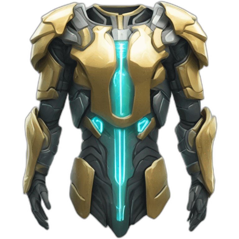 futuristic armored Omega Energy chestplate arm radiating omega energy emoji