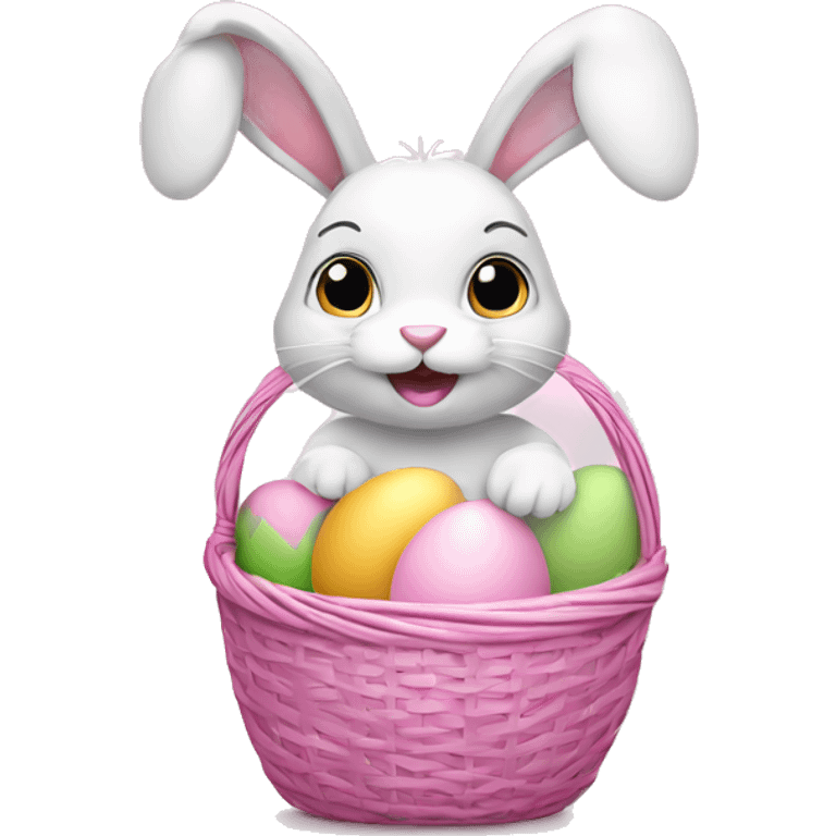 easter bunny with egg light pink basket emoji