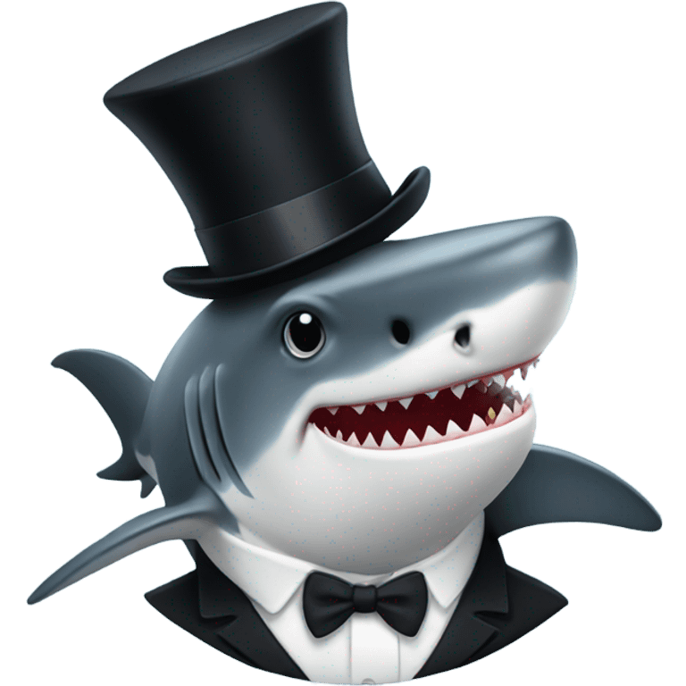 Shark with a top hat emoji