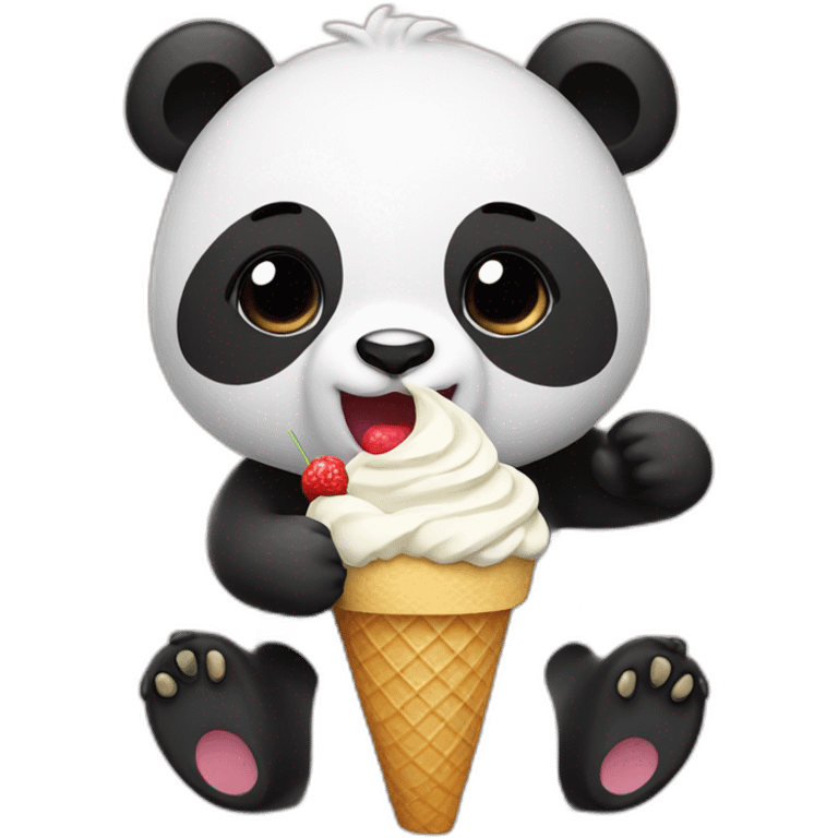 Panda eating ice cream emoji