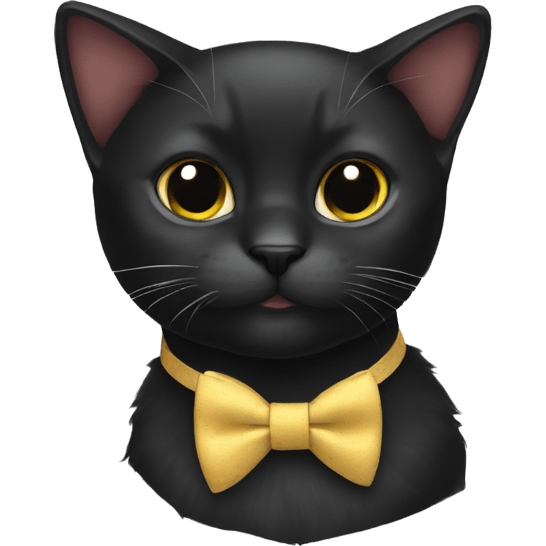 black cat wearing a bow tie emoji