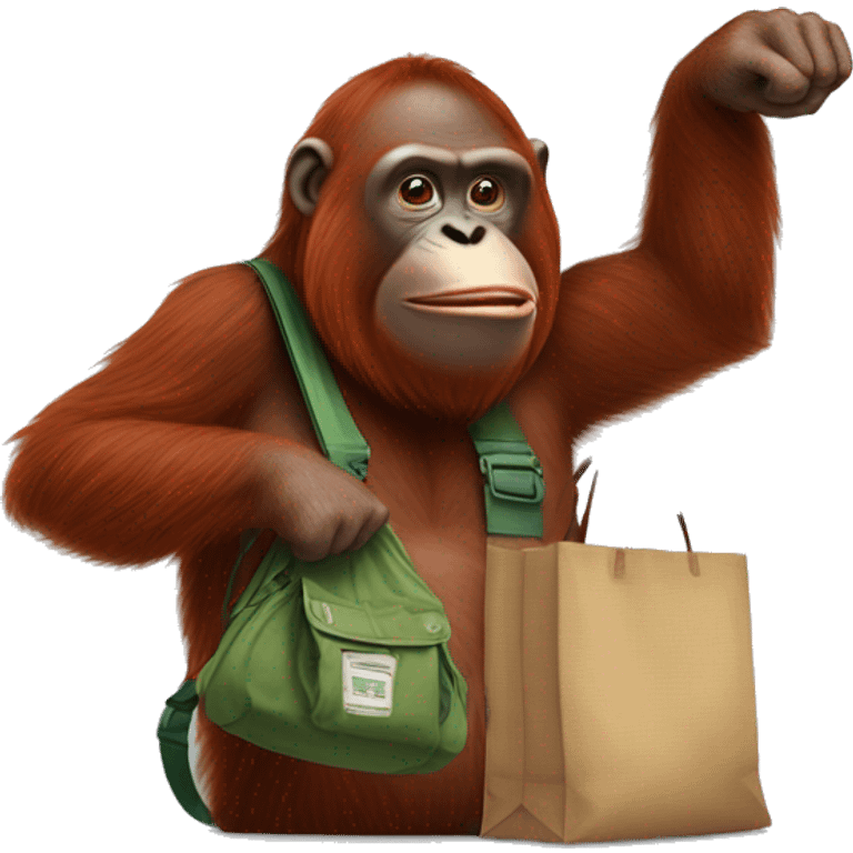 orangutan pointing at someone’s bag with his index finger  emoji