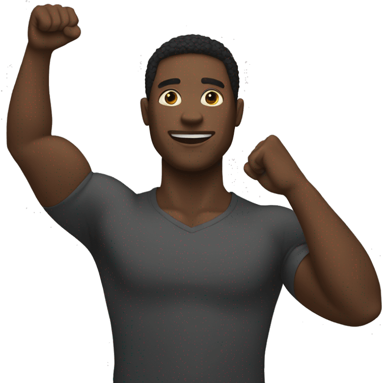 black man arms raised high emoji