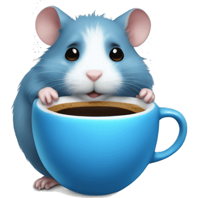 Blue hamster with coffee cup emoji