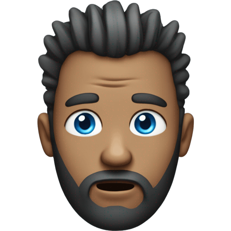 blue-eyed man with beard and mohawk hair, scared emoji