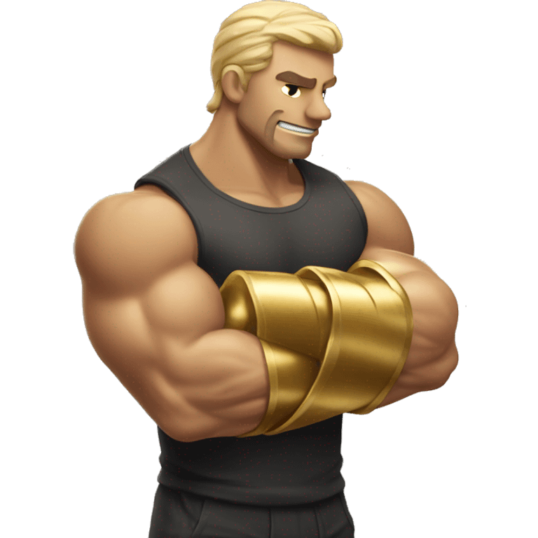 biceps styled as gold triden emoji