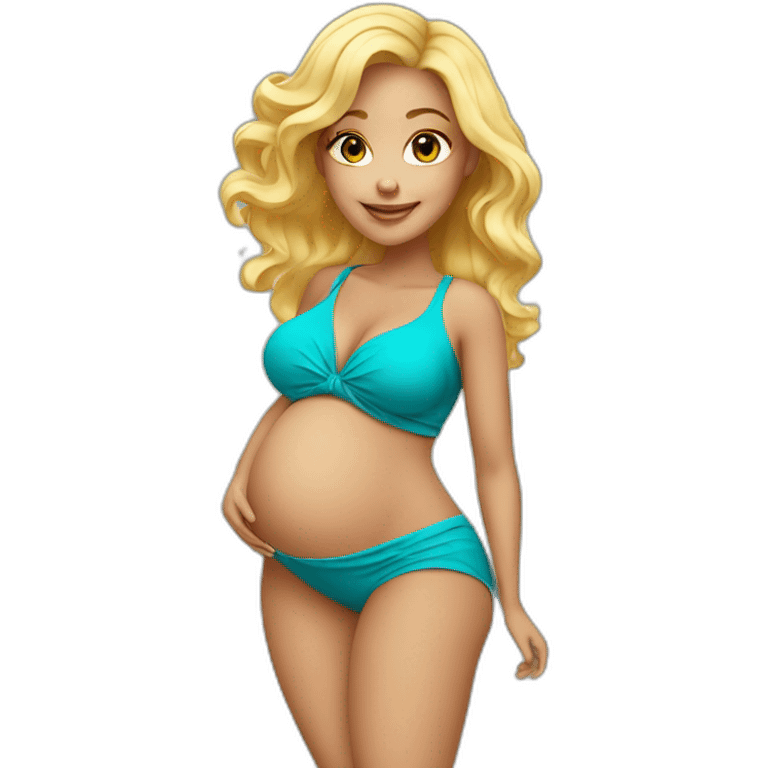 adorable pregnant blond full body women with beach-wave-hair emoji