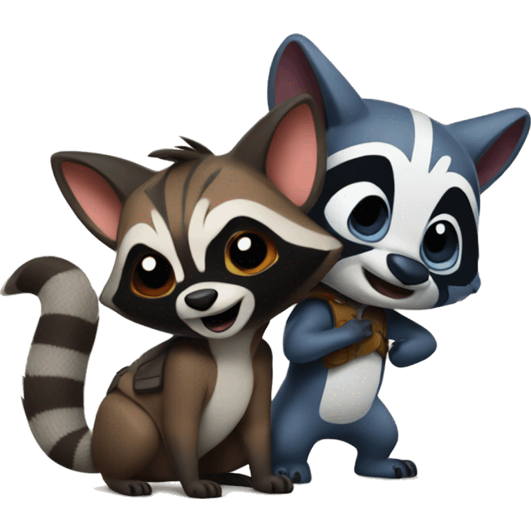 Stitch and rocket racoon emoji