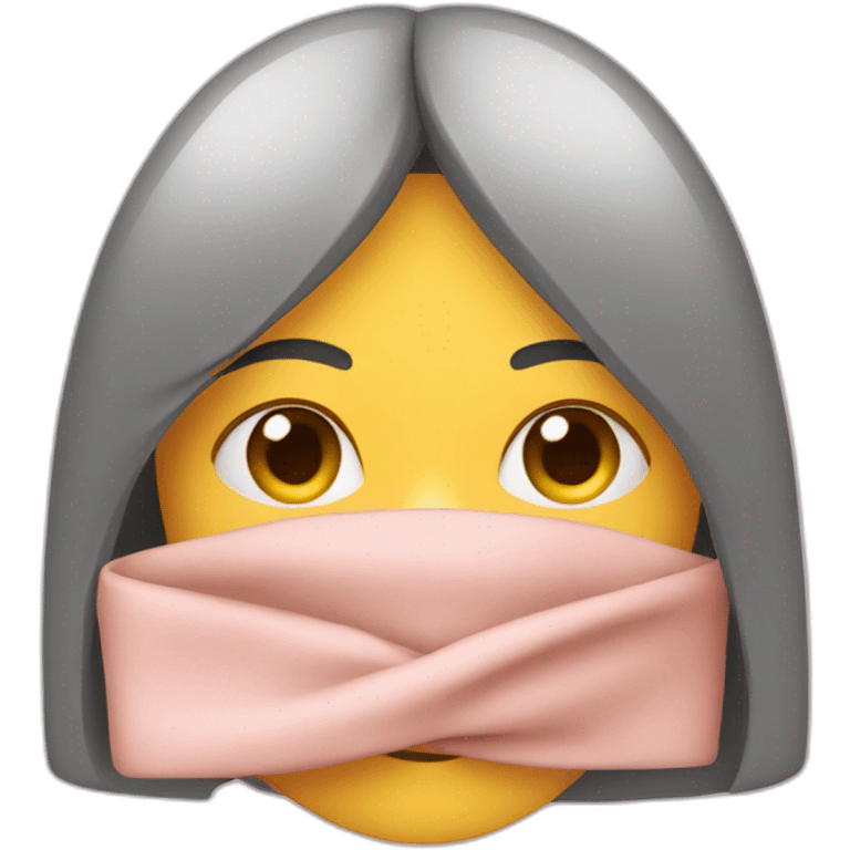 A girl hiding her face with a cover emoji