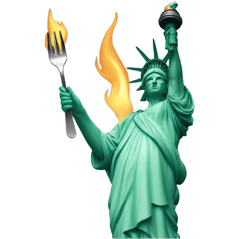 Statue of Liberty holding a fork emoji