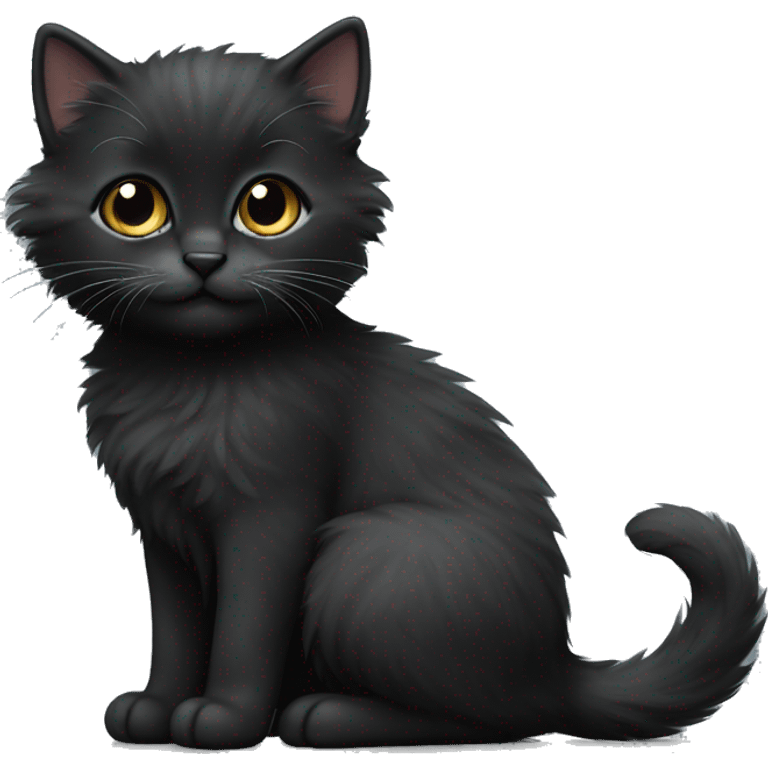 Black fluffy kitten with a little bit of gray  emoji