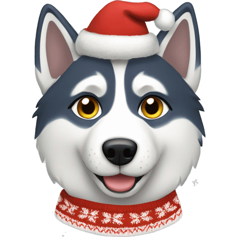 Husky in christmas Sweater  emoji