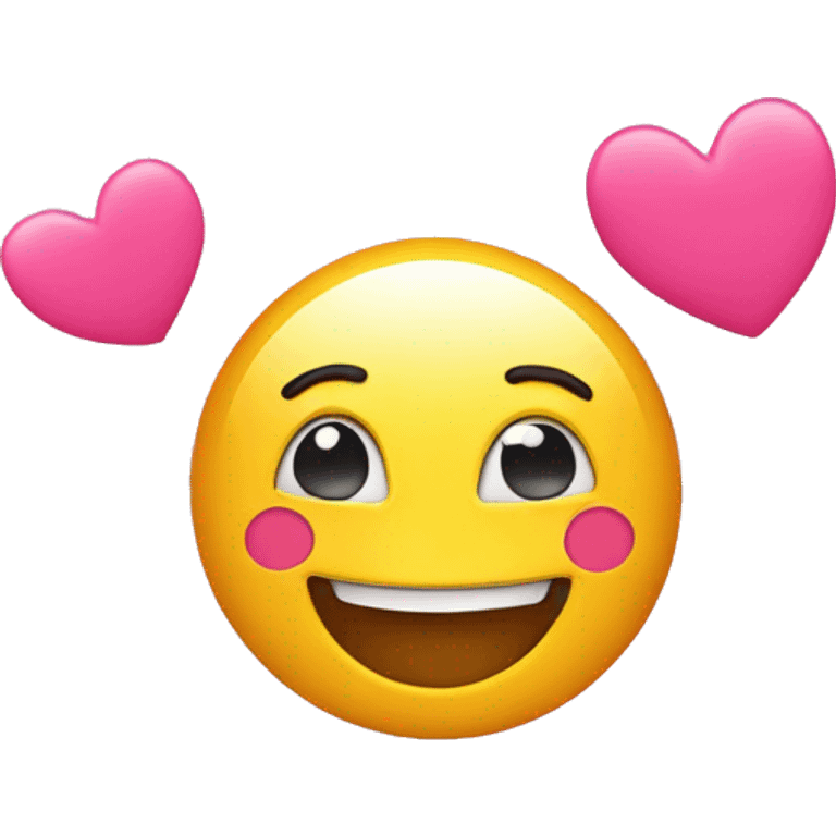 smiling emoji with pink hearts surrounding it emoji