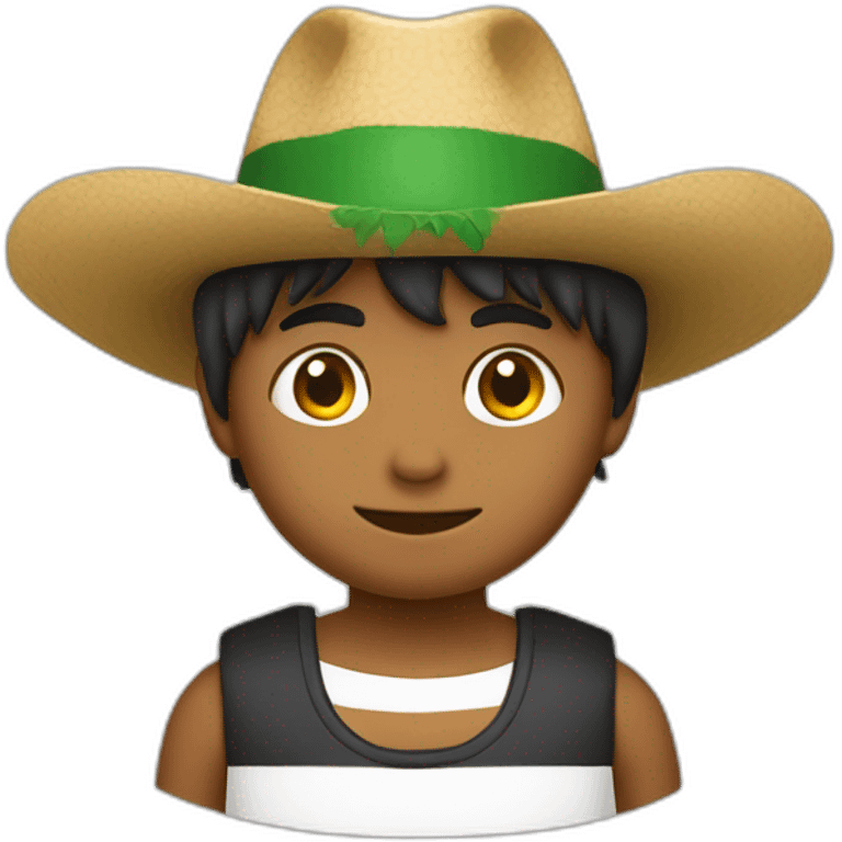 Niño con flequillo negro con sombrero seleccionador emoji